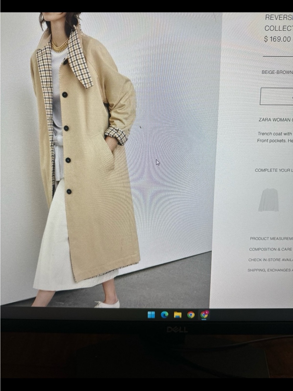 Zara Tan Trench Coat with Checked Lining - Picture 8 of 9